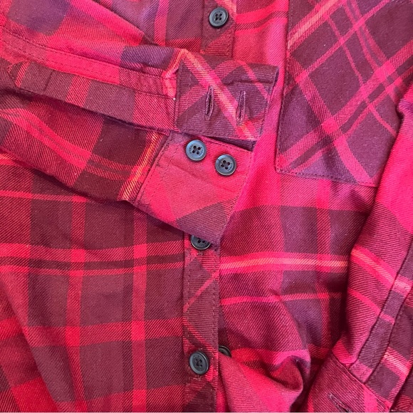 Red Plaid Button-up Flannel - Picture 2 of 3